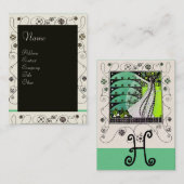 Carte De Visite MAGIE DU PRINTEMPS noir clair blanc vert (Devant / Derrière)