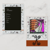 Carte De Visite MAGIE DU PRINTEMPS rose vif noir blanc brun (Devant / Derrière)