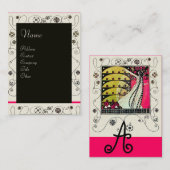 Carte De Visite MAGIE DU PRINTEMPS rose vif noir blanc jaune (Devant / Derrière)