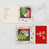 Carte De Visite MAGIE DU PRINTEMPS rouge vif noir blanc vert (Devant / Derrière)