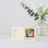 Carte De Visite MAGIE DU PRINTEMPS rouge vif noir blanc vert (Debout devant)