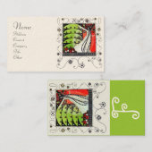 Carte De Visite MAGIE DU PRINTEMPS rouge vif noir blanc vert (Devant / Derrière)