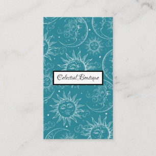 Carte De Visite Magie turquoise Vintage étoile solaire céleste