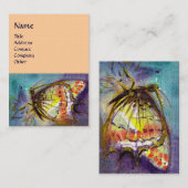 Carte De Visite MAGIQUE BOTERFLY Jaune, Rose, Papier Linge (Devant / Derrière)