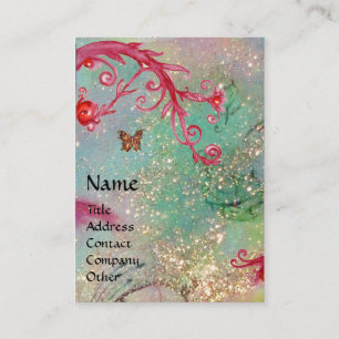 Carte De Visite MAGIQUE BOUTEILLE bleu vert jaune or étincelles