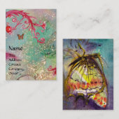 Carte De Visite MAGIQUE BOUTEILLE bleu vert jaune or étincelles (Devant / Derrière)