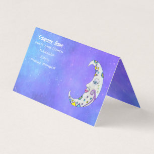 Carte De Visite Magique Crescent Moon Joli Visage Marquage coloré
