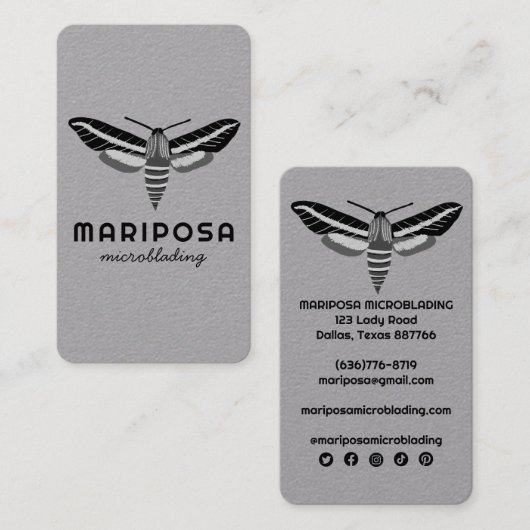 Carte De Visite Magique Mystical MOTH Esthétique Salon de Beauté (Devant / Derrière)