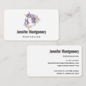 Carte De Visite Magique Unicorne maman & bébé aquarelle (Devant / Derrière)