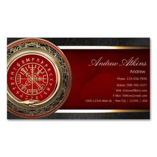 Carte De Visite Magnétique [001] Vegvisir - Gold Viking Magic Runic Compass (devant)