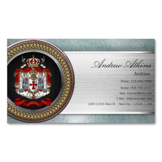 Carte De Visite Magnétique [100] Armoiries des chevaliers Templiers (devant)