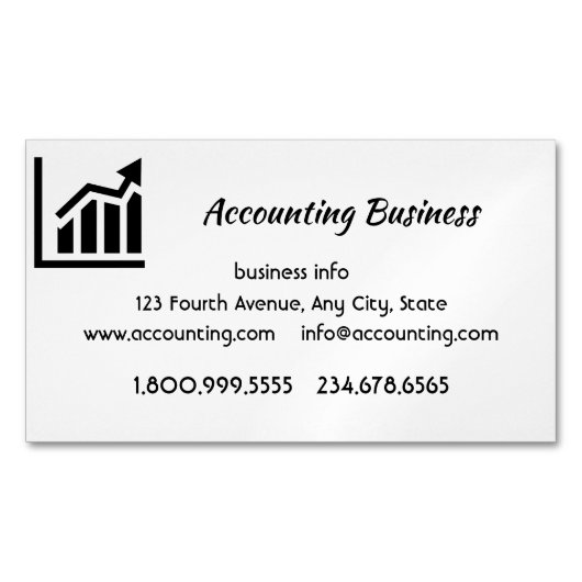 Carte De Visite Magnétique Accounting Bookkeeping Custom Business (devant)