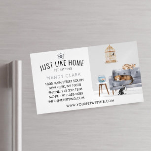 Carte De Visite Magnétique Accueil Animaux de compagnie assis Aquarelle Cosy 