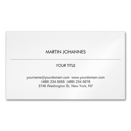 Carte De Visite Magnétique Aesthétique Plaque Professionnelle Blanc Moderne (devant)