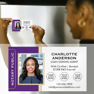 Carte De Visite Magnétique Agent de signature notariale classique Photo Viole