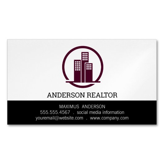 Carte De Visite Magnétique Agent immobilier | Icône de construction (devant)