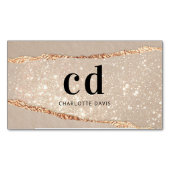 Carte De Visite Magnétique Aiguilles en marbre beige initiales en marbre (devant)