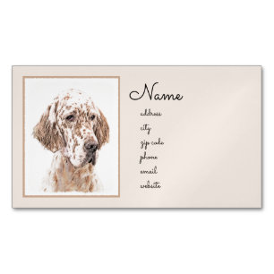 Carte De Visite Magnétique Anglais Setter Orange Belton Peinture Chien Art