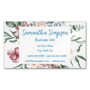 Carte De Visite Magnétique Aquarcouleur moderne fleurs professionnelles éléga