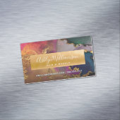 Carte De Visite Magnétique Aquarelle de marbre moderne or violet bleu vert (In Situ)