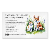 Carte De Visite Magnétique Aquarelle des services de pose pour animaux (devant)