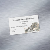 Carte De Visite Magnétique Aquarelle Mère ou Père Wolf avec petits (In Situ)