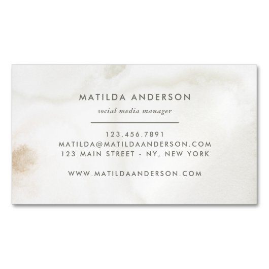 Carte De Visite Magnétique Aquarelle minimum abstrait naturel élégant simple (devant)