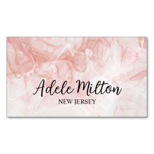 Carte De Visite Magnétique Aquarelle Rose Élégante