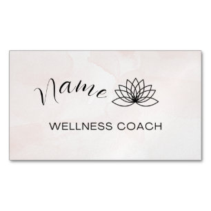 Carte De Visite Magnétique Aquarelle rose Wellness Coach Personnalisé