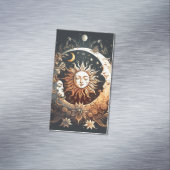 Carte De Visite Magnétique Aquarelle Soleil et Lune Céleste (In Situ)