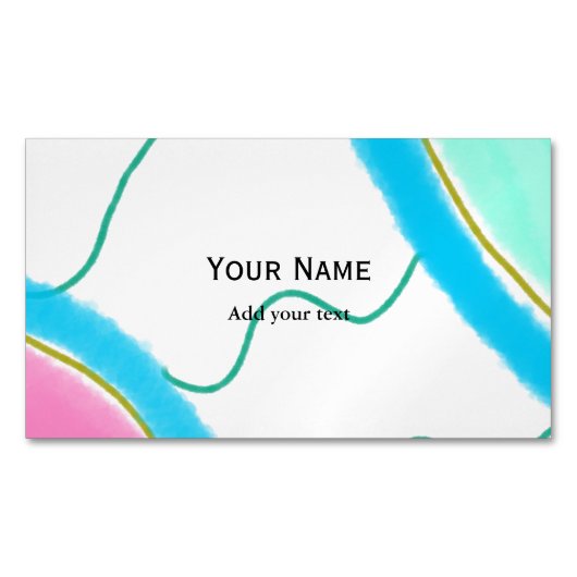 Carte De Visite Magnétique Aquarelle verte rose simple (devant)