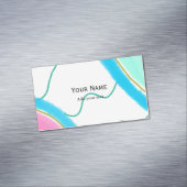 Carte De Visite Magnétique Aquarelle verte rose simple (In Situ)