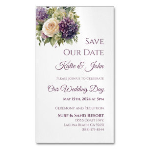 Carte De Visite Magnétique Aquarelle violet-mariage-mariage Enregistrer la da