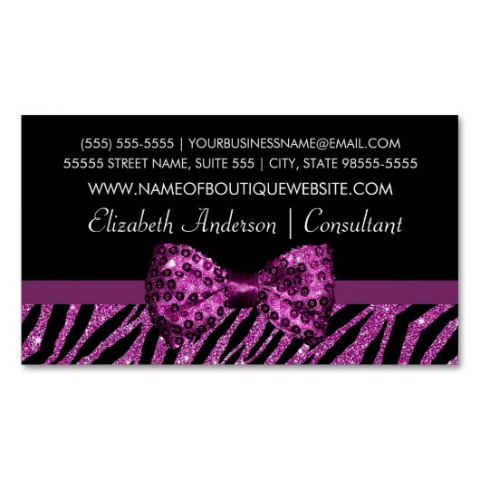 Carte De Visite Magnétique Arc pourpre de tape-à-l'oeil de FAUX d'impression (devant)