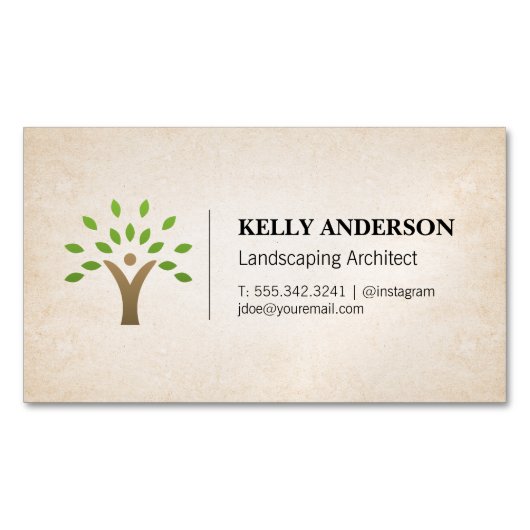 Carte De Visite Magnétique Architecte paysager | Service d'ajustement de l'ar (devant)