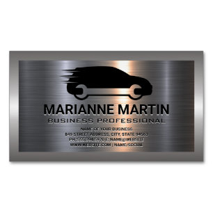 Carte De Visite Magnétique Argent métallique en aluminium brossé   Service au