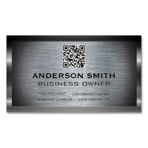 Carte De Visite Magnétique Arrière - plan brossé métallique Code QR