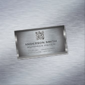 Carte De Visite Magnétique Arrière - plan brossé métallique | Code QR (In Situ)