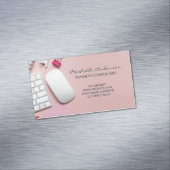 Carte De Visite Magnétique Arrière - plan d'espace bureau rose (In Situ)