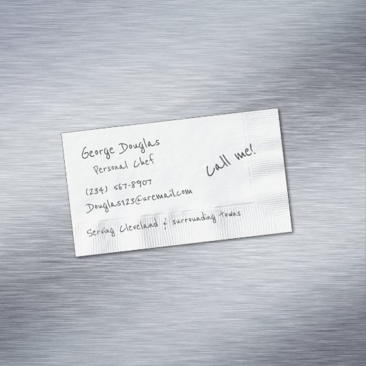 Carte De Visite Magnétique Arrière - plan Napkin (In Situ)