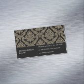 Carte De Visite Magnétique Arrière - plan noir de modèle Damask (In Situ)