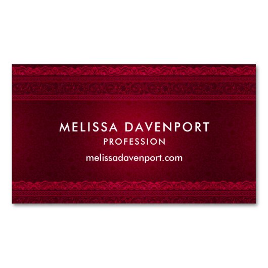 Carte De Visite Magnétique Arrière - plan rouge élégant et élégant (devant)
