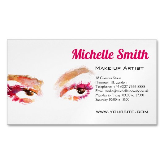 Carte De Visite Magnétique Artiste de maquillage oculaire rose Brown (devant)