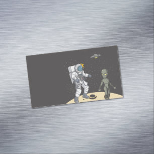 Carte De Visite Magnétique Astronaute et extraterrestre