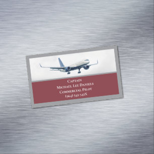 Carte De Visite Magnétique Avion rouge Capitaine Avion Pilote Avion Sky