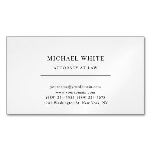 Carte De Visite Magnétique Avocat de droit minimaliste classique Pro