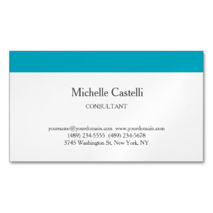 Carte De Visite Magnétique Azure Blue & White Professional Unique Classic