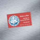 Carte De Visite Magnétique Badge en barbre rétro sur rouge (In Situ)