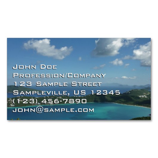 Carte De Visite Magnétique Baie de Magens, scene de l'île St Thomas Beautiful (devant)