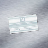 Carte De Visite Magnétique Bandes bleu glace monogramme (In Situ)